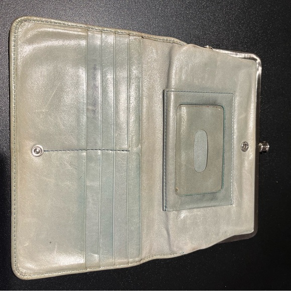 Hobo International Sage Green Grey Wallet Leather Vintage - Picture 5 of 7
